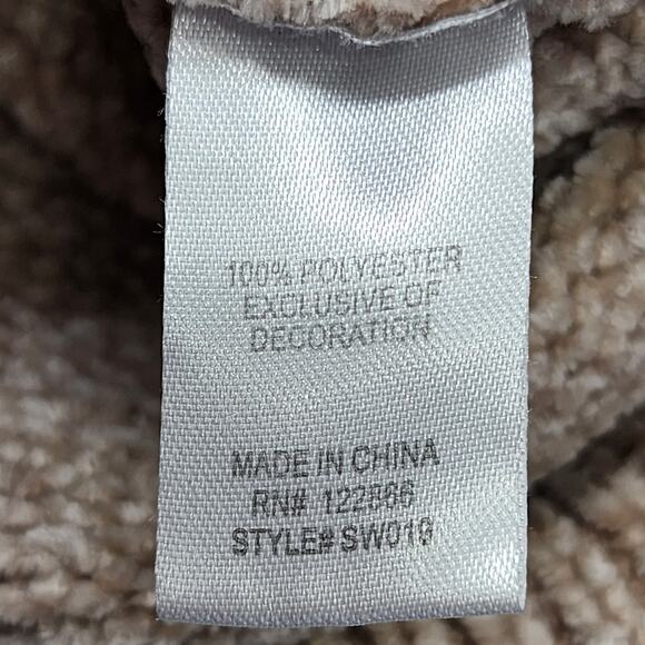 Stitch by Chenault Sweater Womens M Tan Chenille Knit Pearl Buttons Puff Sleeves - Picture 5 of 9